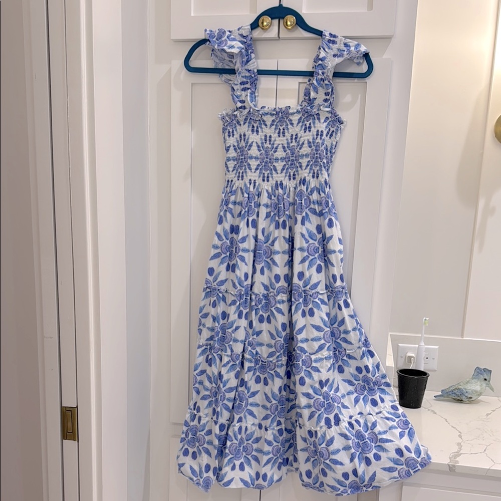 Hill House Women’s Blue and White Floral Maxi Dress